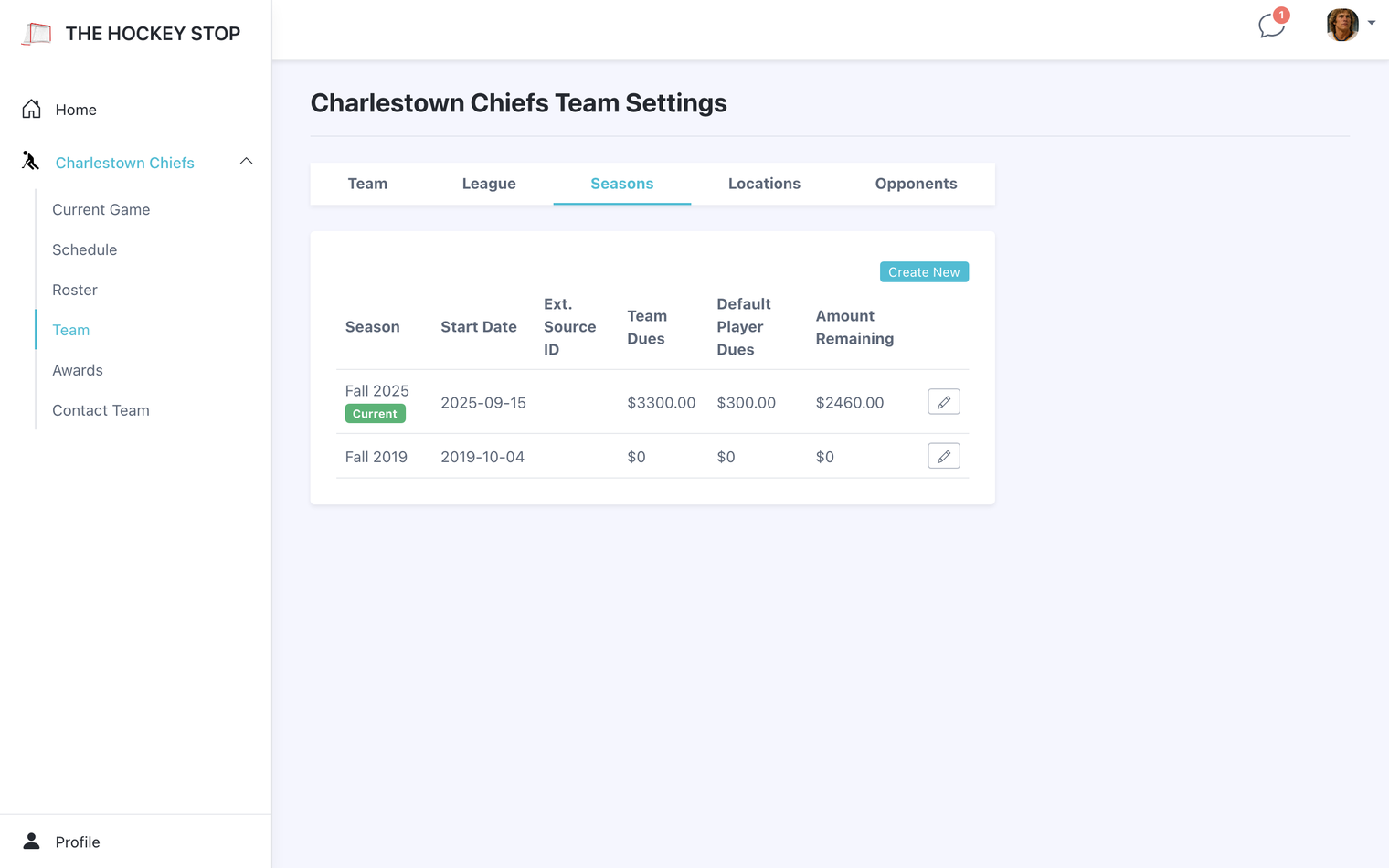 Season settings, including the external schedule provider and team ID